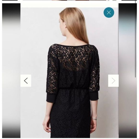 NWT Anthropologie Large Black Lace Cocktail Dress Staci Woo Souvenir - Picture 3 of 14